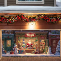Santa Store Garage Door Decorations 6x13FT, Christmas Window Display Backdrop by ANNAQUEEN
