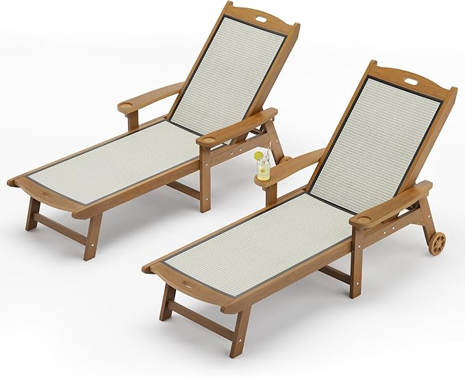 LUE BONA Chaise Lounge Chair Outdoor, HDPS and HDPE Wicker Material, Patio by LUEBONA