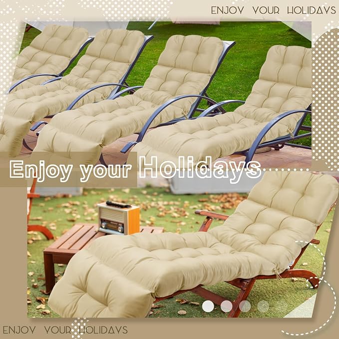 Outdoor Chaise Lounge Chair Cushion 72 x 22 x 4.21 Inches Thick Tufted Patio - Image 6