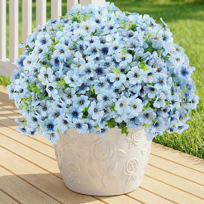 Artificial Flowers for Outdoor Indoor, Silk Flowers No Fade Fake Plastic by LetuoClipsClipsandHooks