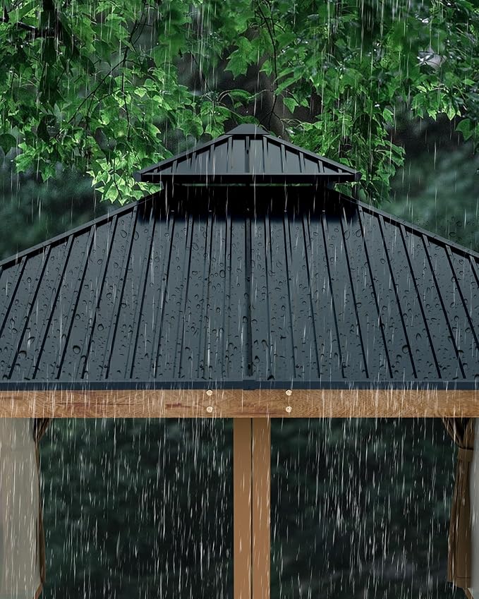 GarveeLife Hardtop Wood Gazebo 10 ft x10 ft - Image 2