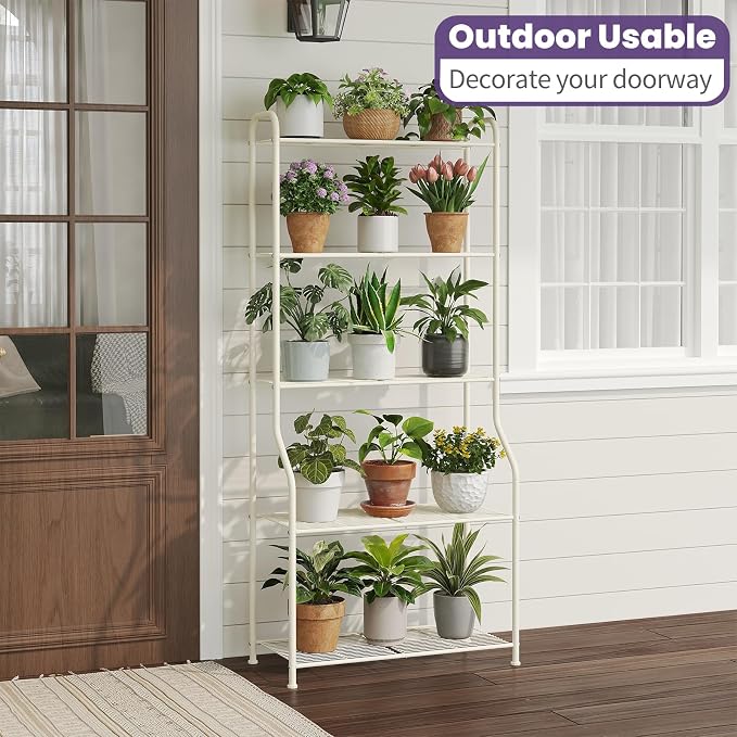 5-Tier Corner Plant Stand, Metal Black Flower Pot Rack, Indoor Outdoor Heavy - Image 7