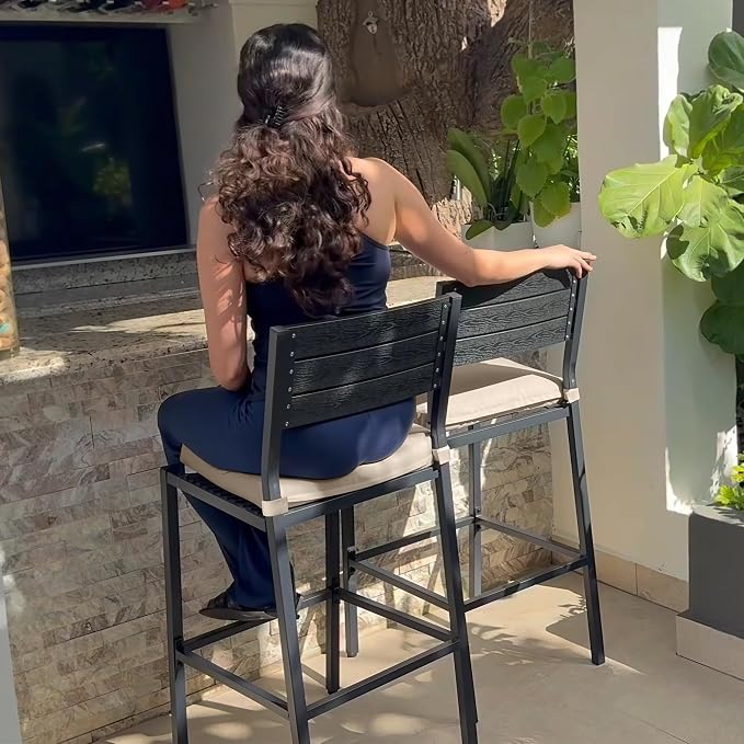 Crestlive Products Outdoor Bar Stools Set of 4, Patio Counter Height Barstools - Image 7
