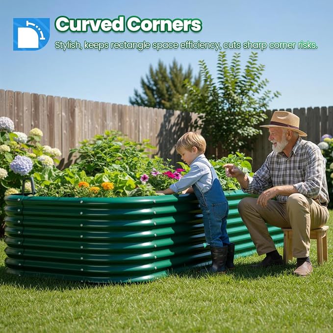 Quictent Galvanized Raised Garden Bed Kit, Strengthened by Crossbar, Dark Green - Image 2