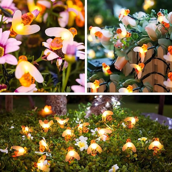 JMEXSUSS Solar Bee Lights Outdoor Waterproof, 30.6FT 50 LED Solar Fairy Lights - Image 4