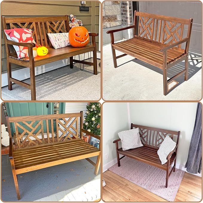 Sophia & William Outdoor Bench Garden Bench Wood 47", Patio Dining Bench - Image 6