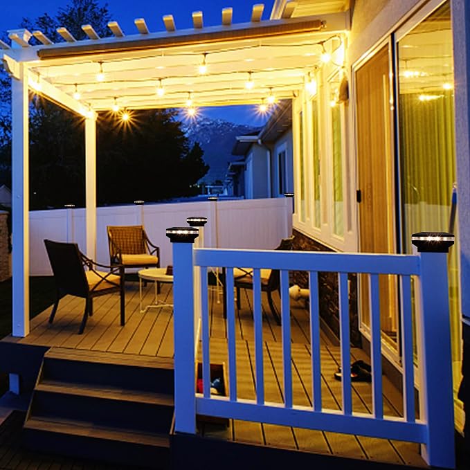 Dynaming 8 Pack Solar Post Cap Lights, Outdoor Decorative Post Solar Lights - Image 5