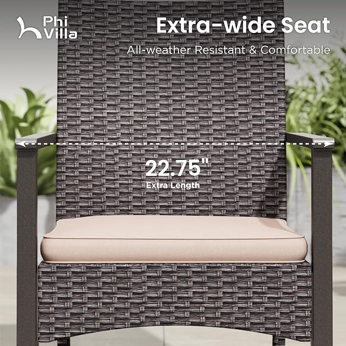 PHI VILLA Outdoor Dining Set for 8, Rectangular Rattan Table - Image 2