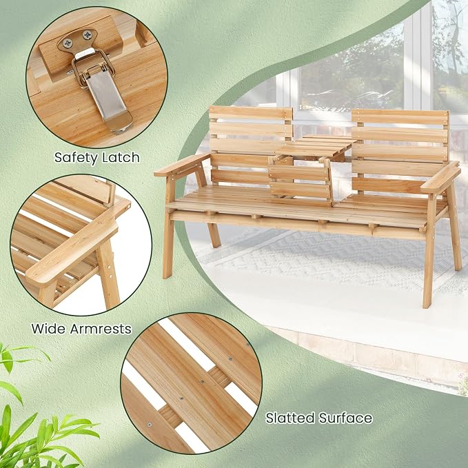 Tangkula Outdoor Fir Wood Bench - Image 8