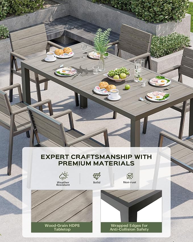 7-Piece Outdoor Dining Set, Aluminum Dining Table Set - Image 2
