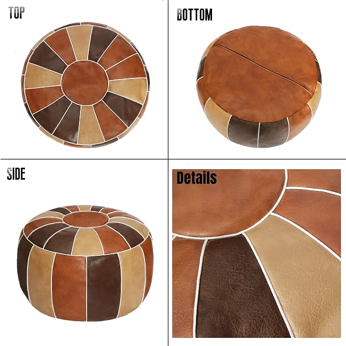 Thgonwid Unstuffed Moroccan Storage Pouf Foot Stool Ottoman Seat Handmade Faux - Image 8