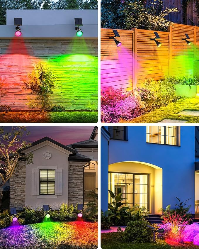 Solar Spot Lights Outdoor Color Changing, 7 Modes/14 LED Outdoor Solar Lights - Image 7
