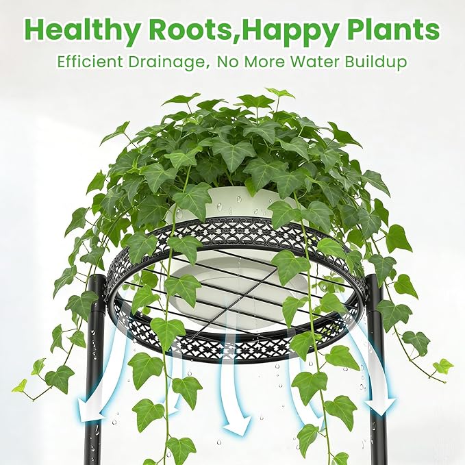 3 Tier Large Plant Stand Indoor Outdoor Clearance 10in Wide Metal Wood Plant - Image 4