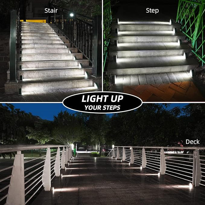 NIORSUN Solar Step Lights, 24 Pack Cool White Solar Stair Lights Outdoor - Image 6