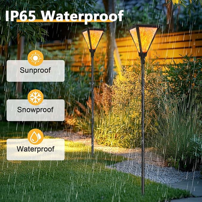 Upgraded Extra-Tall Solar Lights Outdoor, 2 Pack Flickering Flame Solar Torch - Image 2