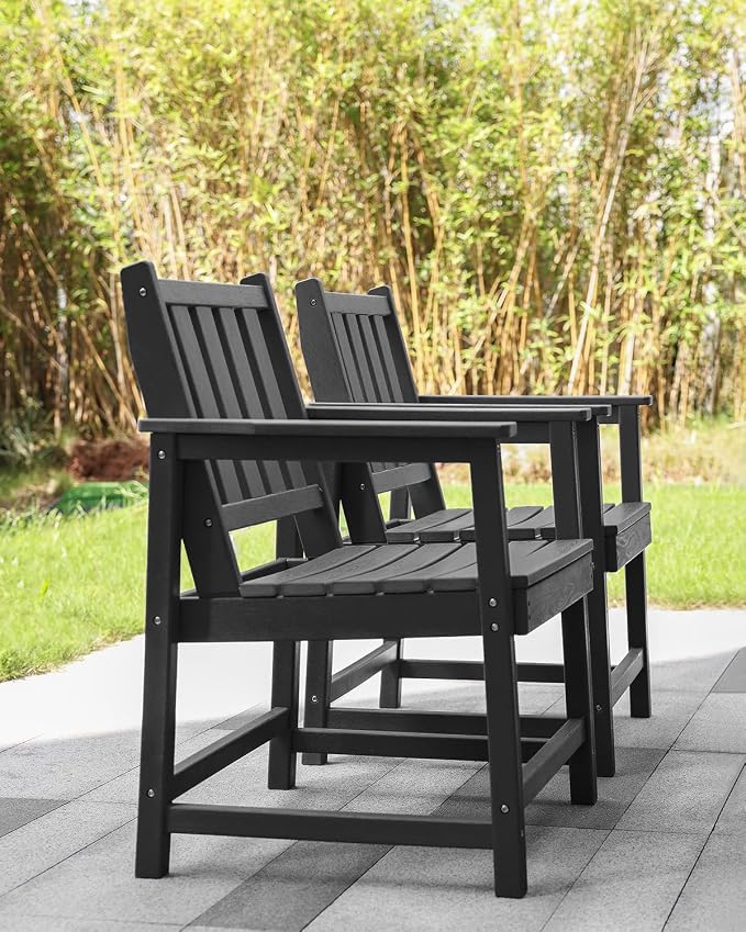 Patio Dining Chair Set of 2, HDPE Outdoor Dining Chair, Ergonomic HDPE Dining - Image 5