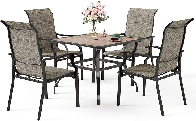 5 Pieces Patio Dining Sets for 4 Person, Outdoor Table and Chairs Set by SUNSHINEVALLEY