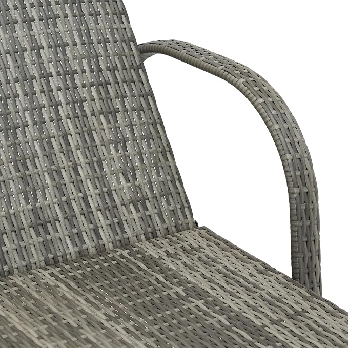 Outsunny Wicker Outdoor Chaise Lounge Set of 2, 5-Level Adjustable Backrest PE - Image 8