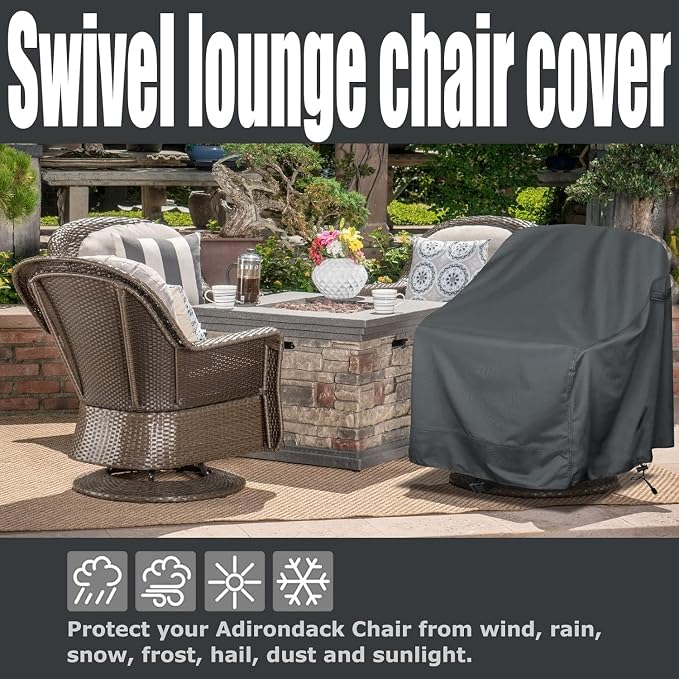 Outdoor Swivel Lounge Chair Cover, Waterproof Heavy Duty Outdoor Chair Covers - Image 5