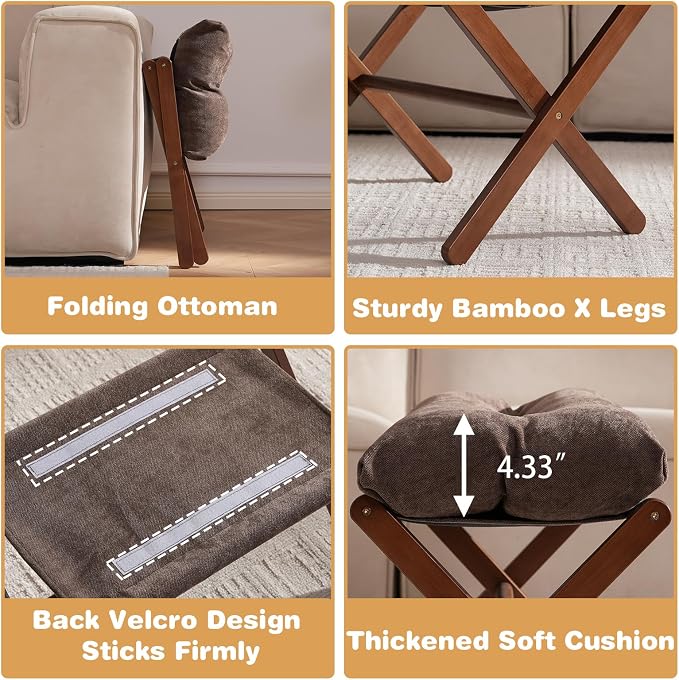 Ottoman Foot Rest- Bamboo Folding Stool, Foot Stools Small Ottman - Image 8