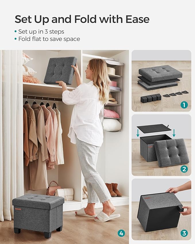SONGMICS Storage Ottoman, Small Ottoman Foot Rest - Image 7