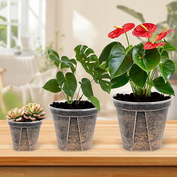 5 Set 7 Inch Transparent Plastic Garden Pots - Image 6