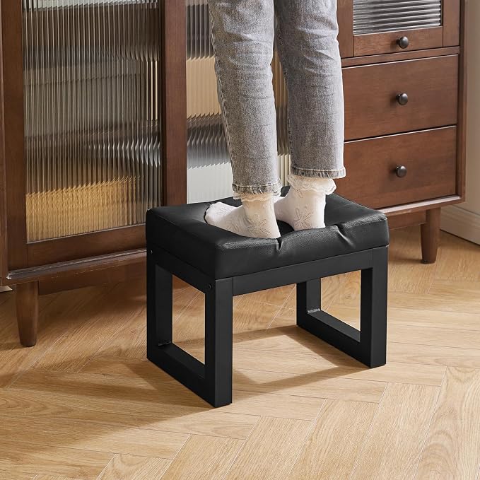 IBUYKE 16 Inch Small Foot Stool Ottoman, Rectangle PU Faux Leather Foot Rest - Image 6
