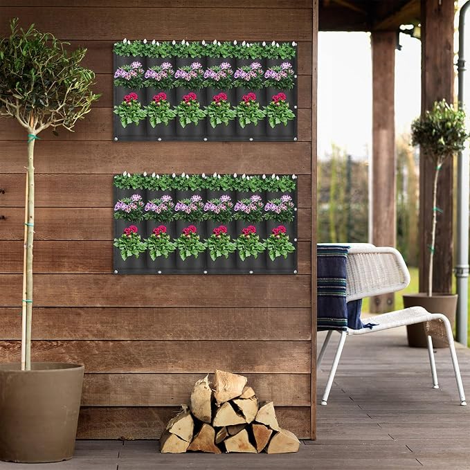 LITLANDSTAR 18 Pockets Hanging Grow Bags, 2 Pack Horizontal Wall Planter Plant - Image 7