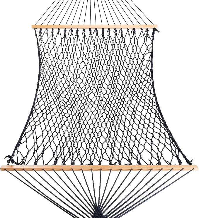Castaway Living 13 ft. Double Traditional Hand Woven Navy Polyester Rope Hammock - Image 2
