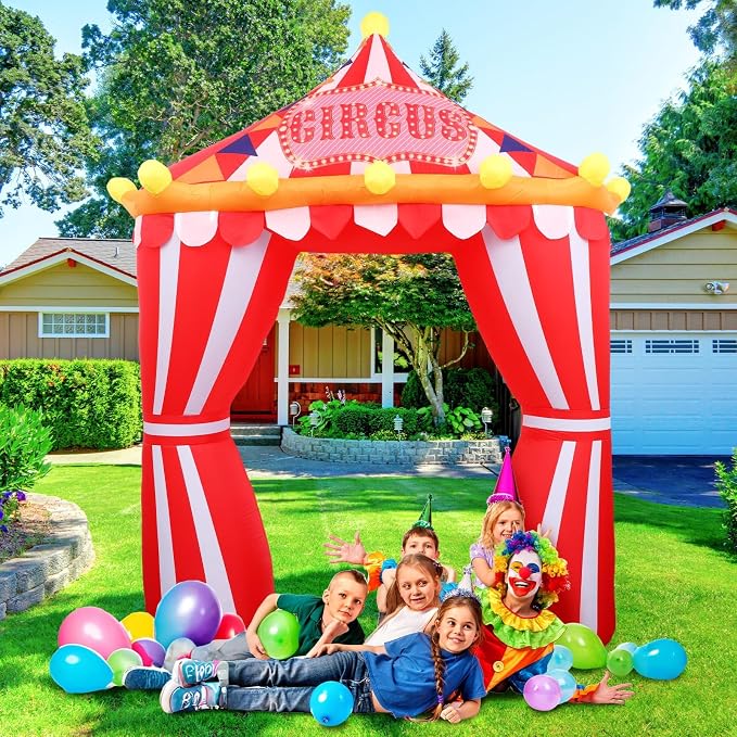 10ft Circus Party Decorations Inflatable Arch Blow up Tent Built in LED Lights - Image 5