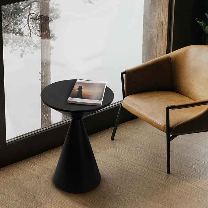 Small Drink Table, Round Martini Table, Drum End Table Side Table, Metal Accent - Image 3