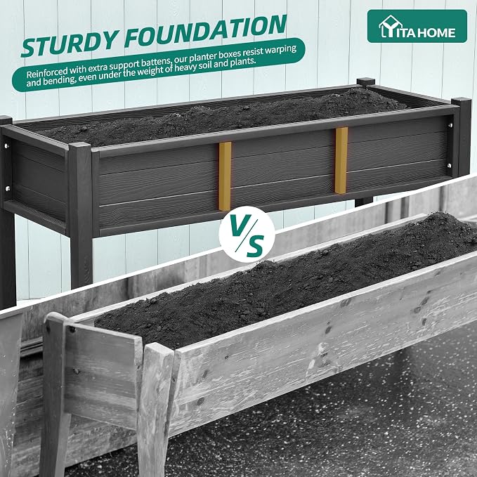 YITAHOME 48x18x30in Raised Garden Bed HDPE, Weather-Resistant Poly Lumber - Image 8