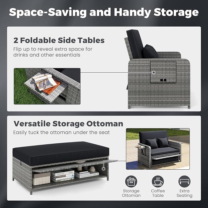 HAPPYGRILL Patio Rattan Wicker Daybed - Image 7