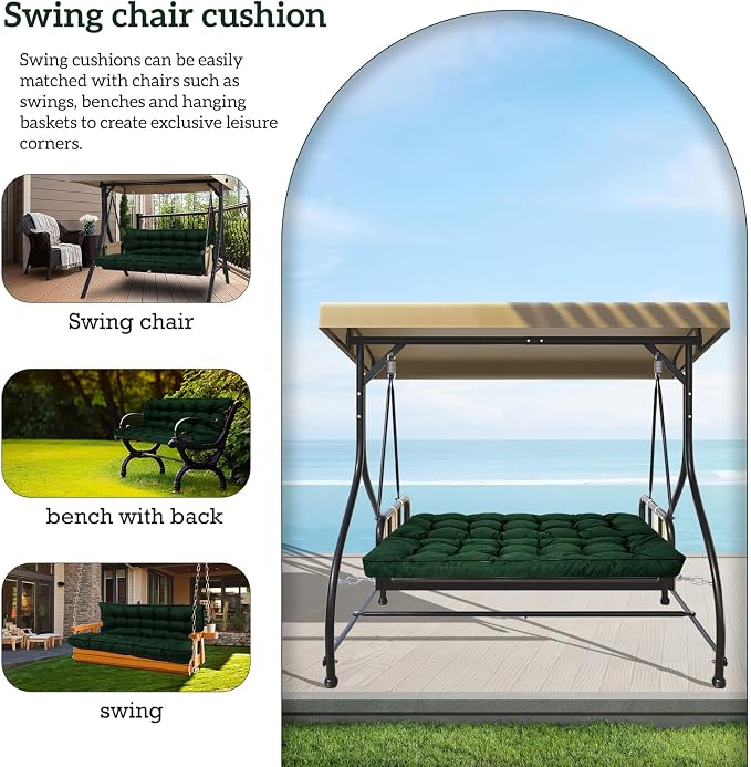 Outside Benches Cushion with Backrest, Thicken Waterproof Swing Cushions 2/3 - Image 3