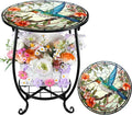 Outdoor Side Table Round Small Mosaic Patio Accent Indoor End Plant Coffee Tea by Cinnvoice