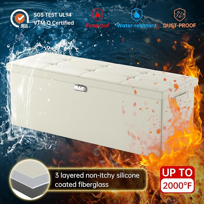 ENGPOW Storage Ottoman, Fireproof Folding Bench - Image 8