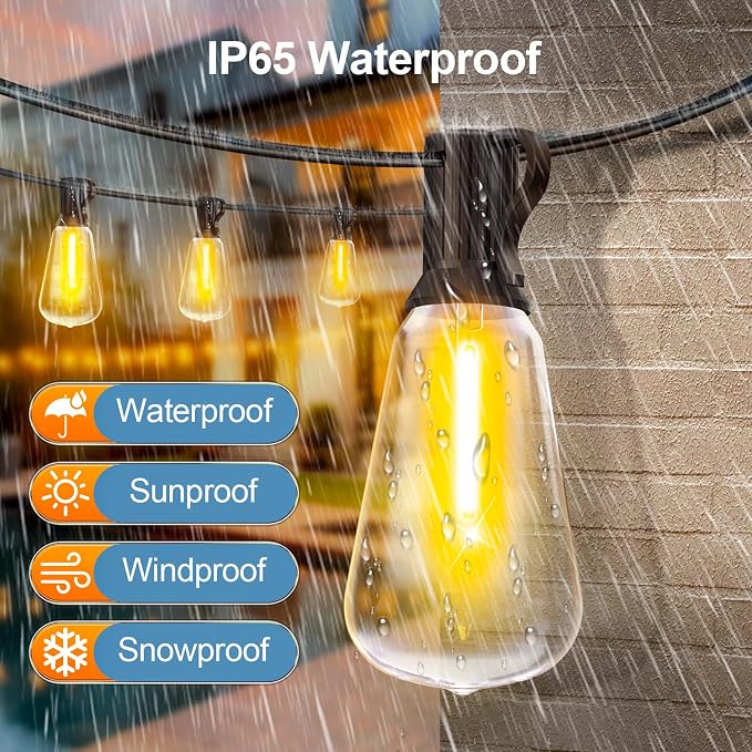 Outdoor String LED Patio Lights - 100Ft 30M Outside Waterproof Light - Image 5
