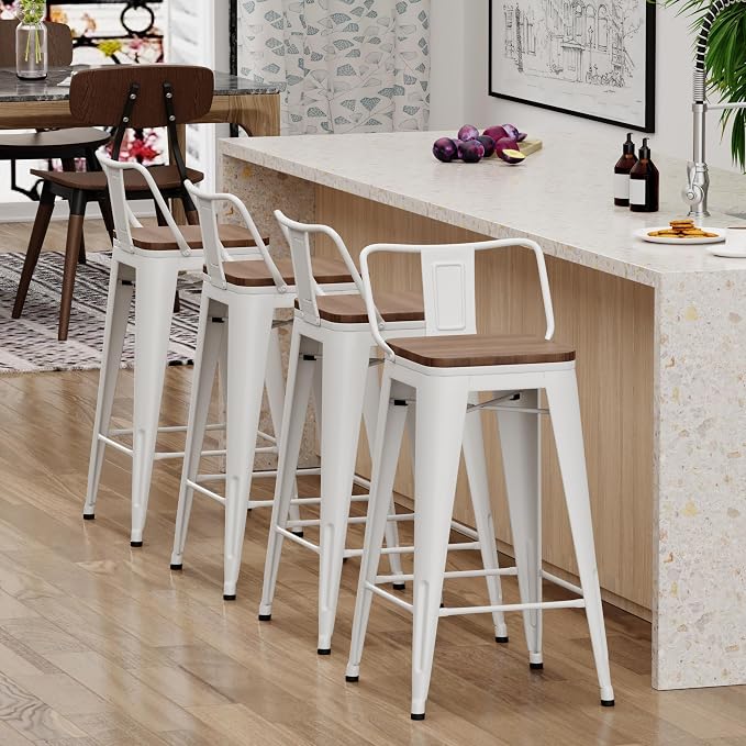 Yongchuang 30 inch Metal Bar Stools Set of 4 Bar Height Barstools - Image 7