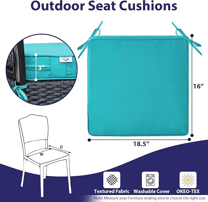 Outdoor Chair Cushions Set of 4, Waterproof Outdoor Seat Cushions - Image 6