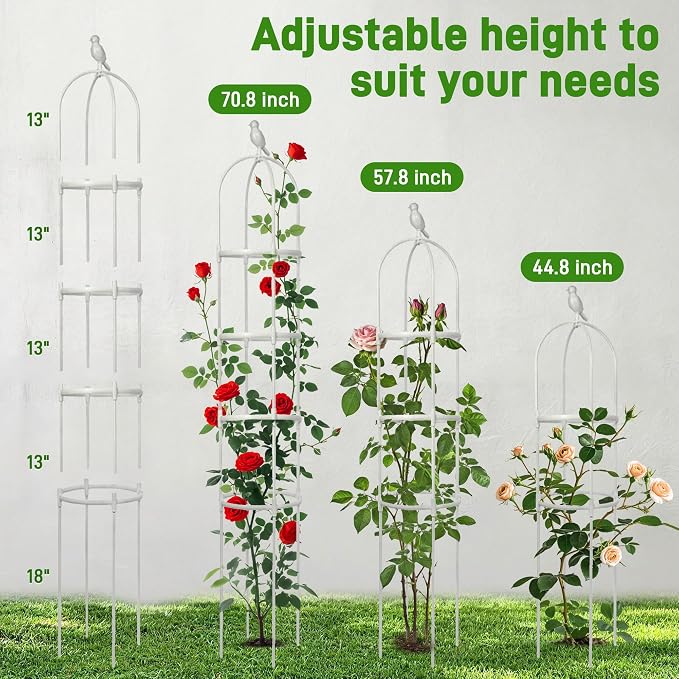 6ft Garden Obelisk Trellis for Climbing Plants-Rustproof Metal Pipe - Image 2