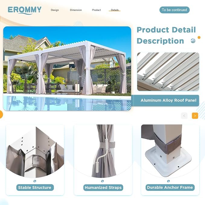 EROMMY Louvered Pergola 12' x 24' Outdoor Hard Top Pergola - Image 6