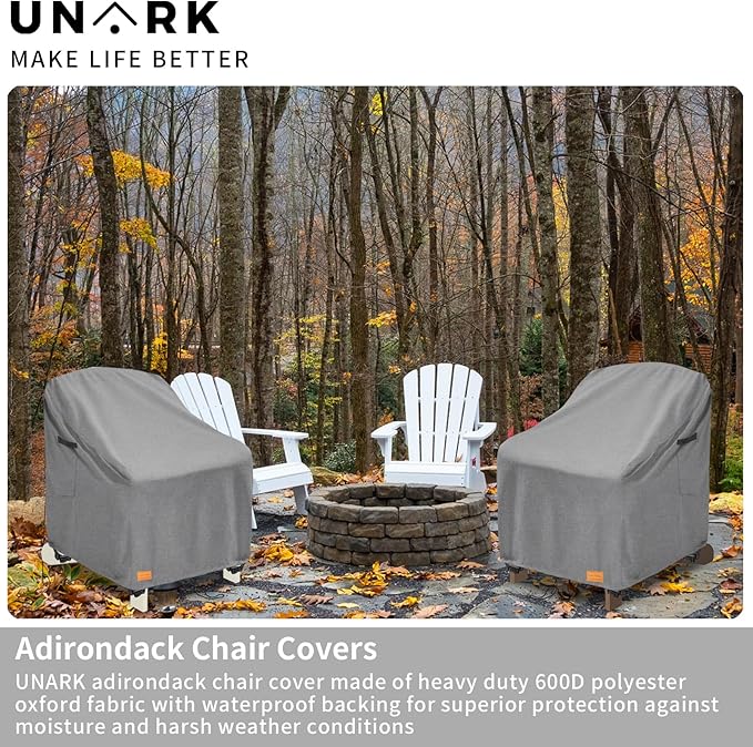 Outdoor Adirondack Chair Covers 28W x 32D x 35H Inches, Patio Furniture Covers - Image 4