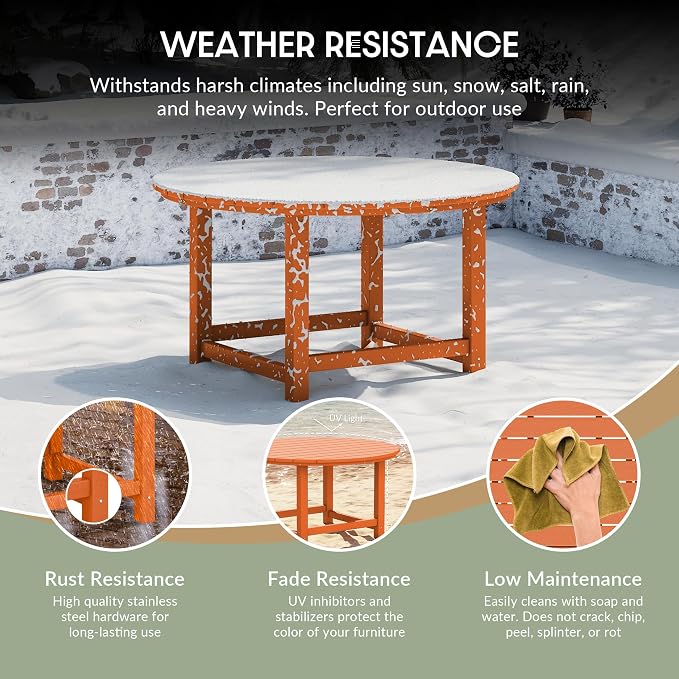 WestinTrends Malibu Low Outdoor HDPE Round Patio Coffee Table - Image 4