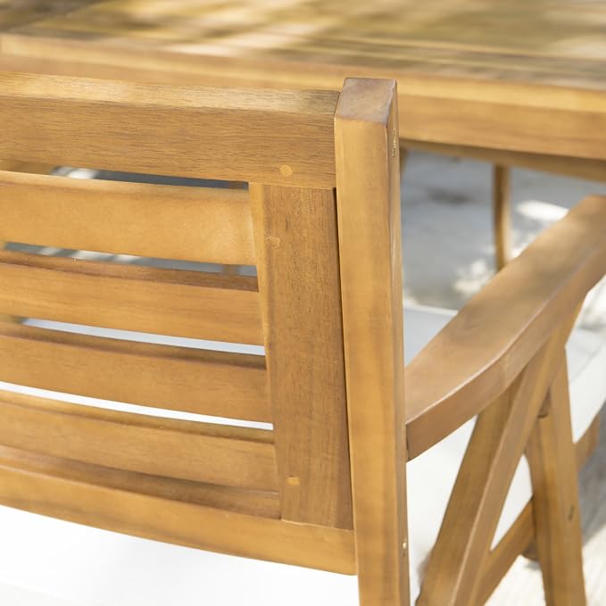Christopher Knight Home Desoto Acacia Wood Patio Dining Set, 7-Pcs Set - Image 4