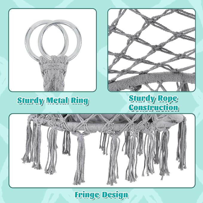 Macrame Hammock Hanging Swinging Chair - Image 4