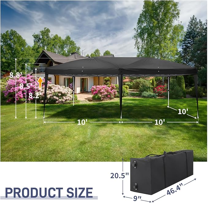 Outvita 10x20ft Pop Up Canopy Tent, Outdoor Instant Shelter Folding Canopy - Image 2