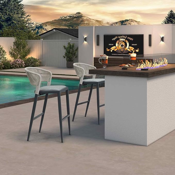 PURPLE LEAF Bar Stool Set of 2 Outdoor Bar Chairs - Image 2