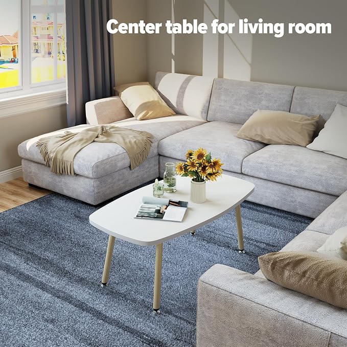 WOHOMO Folding Coffee Table 39.3'' White Coffee Tables - Image 6