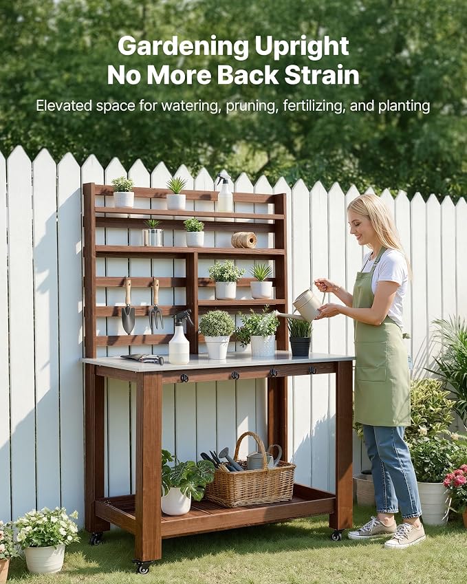 VEVOR Potting Bench Table, Outdoor Gardening Workstation - Image 2