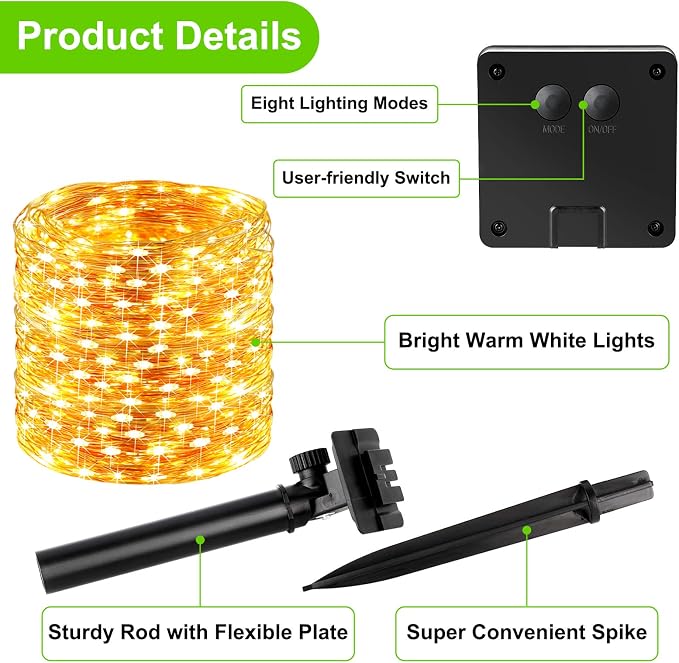 Brightever Outdoor Solar String Lights Waterproof 288Ft, Copper Wire Lights - Image 3